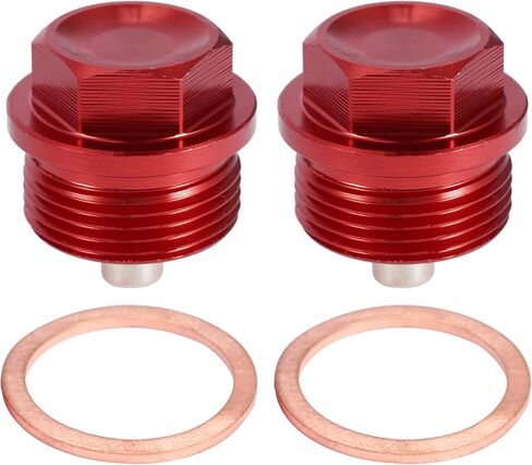 X AutoHaux 2 Set M18x1.5 استنزاف زيت قابس الألومنيوم مغناطيسي من سبيكة الصرف الصامت صرف زيت الصرف مع 2 غسالة للدراجة النارية للسيارة الأحمر in Kuwait