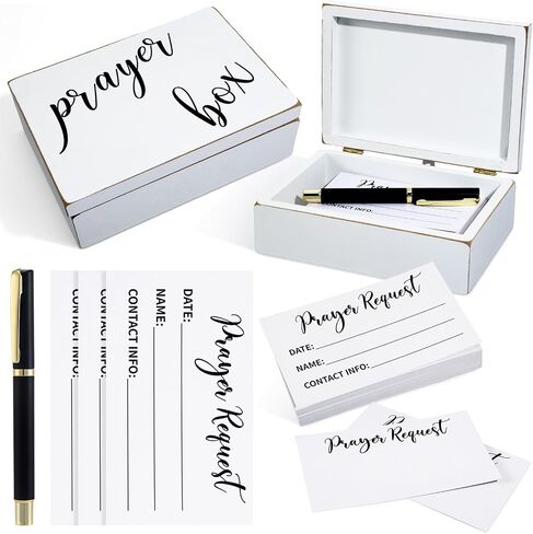 Wood Prayer Box with 60 Pcs Prayer Cards Pen 6.3 Inch Christian Gift for Women Men Bible Gift for Easter Mother's Day Father's Day(Classic Style) in Saudi Arabia