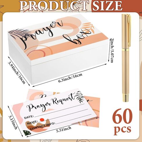 Wood Prayer Box with 60 Pcs Prayer Cards Pen 6.3 Inch Christian Gift for Women Men Bible Gift for Easter Mother's Day Father's Day(Classic Style) in Saudi Arabia