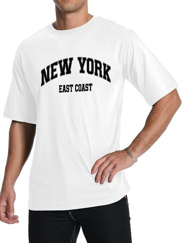 Aiyino Men Graphic Tees Short Sleeve California Letter Print Crewneck T-Shirt عادية العادية للرجال in Kuwait