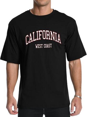 Aiyino Men Graphic Tees Short Sleeve California Letter Print Crewneck T-Shirt عادية العادية للرجال in Kuwait