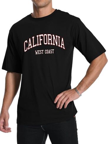 Aiyino Men Graphic Tees Short Sleeve California Letter Print Crewneck T-Shirt عادية العادية للرجال in Kuwait