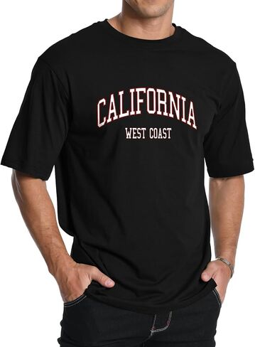 Aiyino Men Graphic Tees Short Sleeve California Letter Print Crewneck T-Shirt عادية العادية للرجال in Kuwait