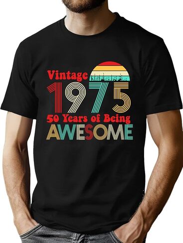 50th Birthday Shirt Men Vintage 1975 T-Shirt Graphic Retro 50 Years Old Birthday Party Father Husband Tee Tops in Saudi Arabia