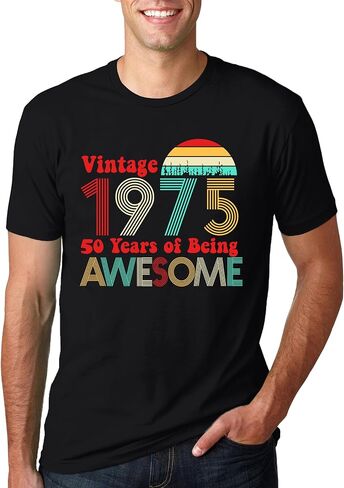 50th Birthday Shirt Men Vintage 1975 T-Shirt Graphic Retro 50 Years Old Birthday Party Father Husband Tee Tops in Saudi Arabia