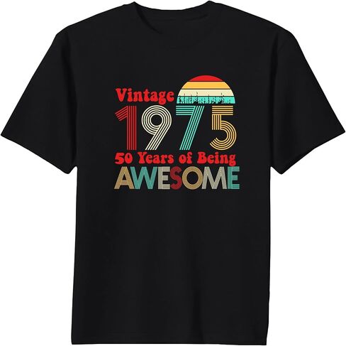 50th Birthday Shirt Men Vintage 1975 T-Shirt Graphic Retro 50 Years Old Birthday Party Father Husband Tee Tops in Saudi Arabia
