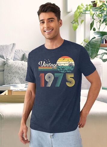 50th Birthday Shirt Men Vintage 1975 T-Shirt Graphic Retro 50 Years Old Birthday Party Father Husband Tee Tops in Saudi Arabia