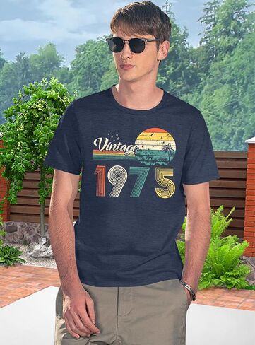 50th Birthday Shirt Men Vintage 1975 T-Shirt Graphic Retro 50 Years Old Birthday Party Father Husband Tee Tops in Saudi Arabia