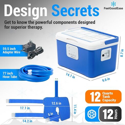Ice Machine for Knee After Surgery – Game Ready Ice Therapy System with 12QT Cooler, 4 Flow Speeds, Quiet Operation & Adjustable Timing – Cold Therapy Machine for Knee Replacement & Pain Relief in Saudi Arabia
