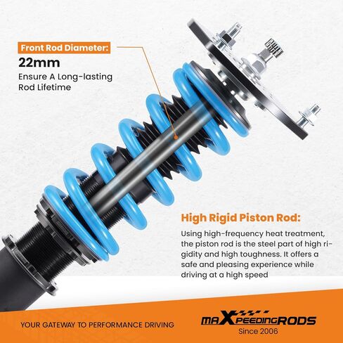 MaxPeedingRods Coilover for Mitsubishi 3000GT 1991-1999 FWD ، 24 مستويات مثبطات التعليق قابلة للتعديل طقم التعليق ، دعامات صدمات ضبط الارتفاع ، ترقية T6 مجموعات خفض الأزرق الأزرق in Saudi Arabia