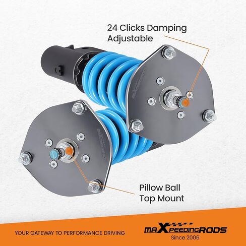 MaxPeedingRods Coilover for Mitsubishi 3000GT 1991-1999 FWD ، 24 مستويات مثبطات التعليق قابلة للتعديل طقم التعليق ، دعامات صدمات ضبط الارتفاع ، ترقية T6 مجموعات خفض الأزرق الأزرق in Saudi Arabia
