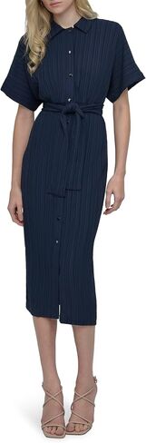 DKNY Women's Short Sleve Collared Deck Bruct Midi Dress in Saudi Arabia