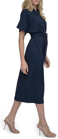 DKNY Women's Short Sleve Collared Deck Bruct Midi Dress in Saudi Arabia