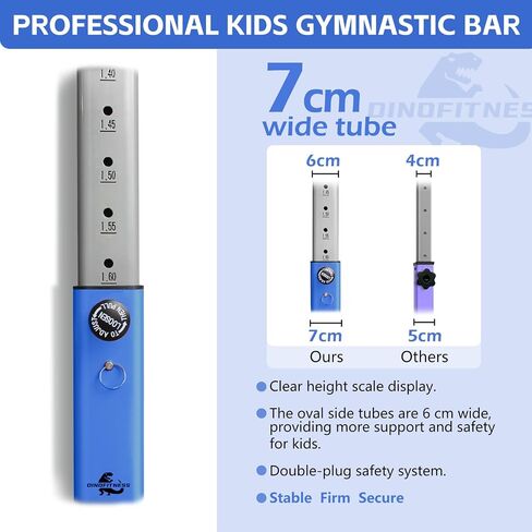Gymnastics Bar for Kids, 3.5' to 5.3' Height Adjustable, 11 Levels, Home Gym Equipment, Ages 3-16, Horizontal Bar for Home Training, 300 LBS Capacity, Easy to Assemble in Saudi Arabia