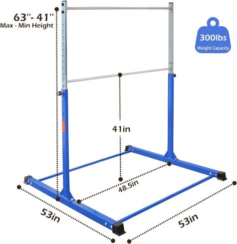 Gymnastics Bar for Kids, 3.5' to 5.3' Height Adjustable, 11 Levels, Home Gym Equipment, Ages 3-16, Horizontal Bar for Home Training, 300 LBS Capacity, Easy to Assemble in Saudi Arabia