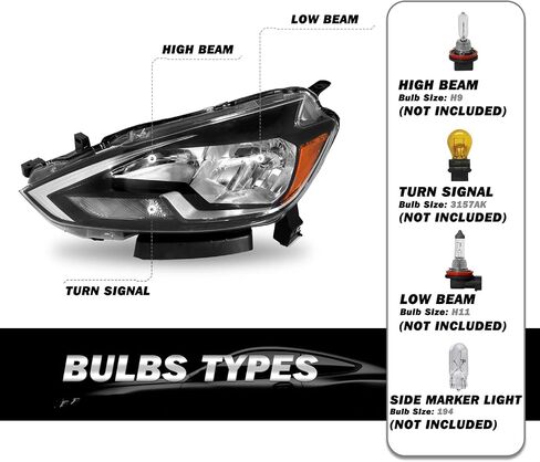 SOCKIR Halogen Headlight Assembly Compatible with 2016-2019 Nissan Sentra Headlamp 4-Door Sedan Right Passenger Side in Saudi Arabia