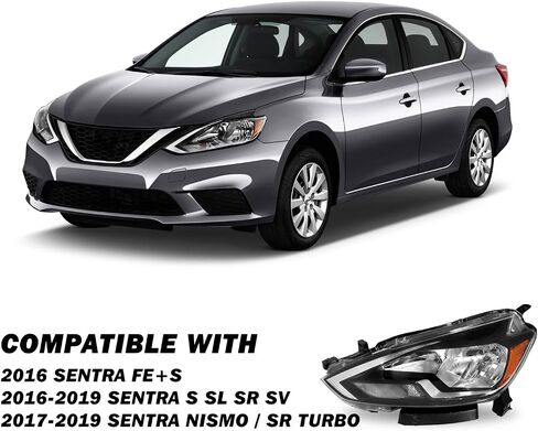 SOCKIR Halogen Headlight Assembly Compatible with 2016-2019 Nissan Sentra Headlamp 4-Door Sedan Right Passenger Side in Saudi Arabia