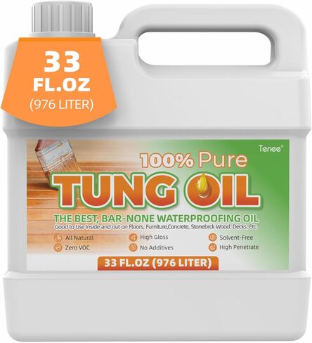 33 Fl Oz 100% Pure Tung Oil – Give Your Wood Projects Food Grade Tung Oil Finish – Waterproof Tung Oil That Strengthens & Protect Wood – Food Safe Wood Sealer Preferred by Experienced Craftsmen in Kuwait