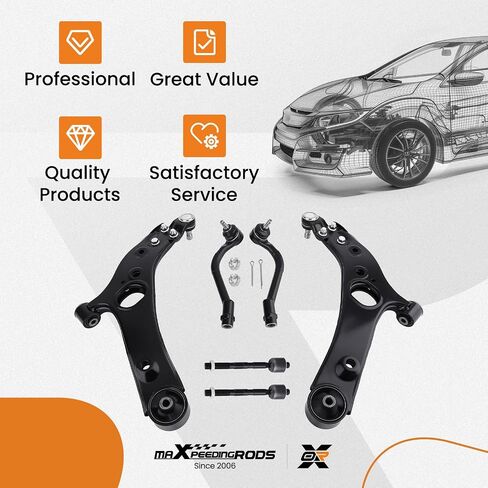 MaxPeedingrods 6pc مجموعة ذراع التحكم السفلى في Hyundai Sonata 2011-2013 ، Azera 2012-2014 ، ل Kia Optima 2011-2015 ، Cadenza 2014-2016 3.3L in Kuwait