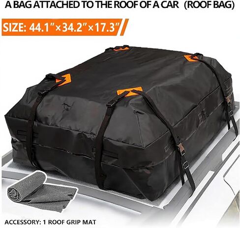 Car Rooftop Cargo Bag, Soft-Sided Storage Carrier with Anti-Slip Mat for Bare Roof, Roof Rack (44.1″*34.3″*17.3″) in Kuwait