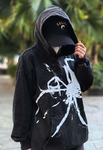 Y2K Goth Hoodie Skull/Spider Print Streetwear Usisex Eversive Sweatshirt for Men Women Vintage Harajuku Fashion in Kuwait
