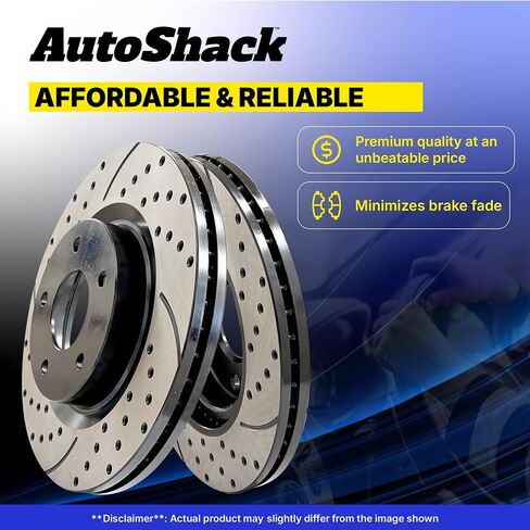 Autoshack Black Hat محفورة ودوارات فرامل متداولة في مجموعة استبدال دوارات الفرامل الخلفية لـ Hyundai Tucson XG350 2001 XG300 2005-2010 Sonata 2005-2010 Kia Sportage 2006-2010 Optima Magentis PR41341LR in Kuwait
