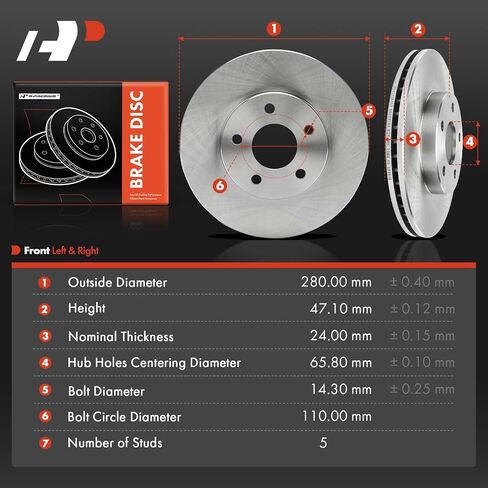 A-Premium 11.02 Inch (280.00mm) دوارات الفرامل المحفورة والمنزعة المغطاة بالقرص المتوافقة مع شيفروليه ، نماذج بونتياك-كوبالت 2007-2010 ، G5 2007-2009 ، مجموعة 2-PC in Saudi Arabia