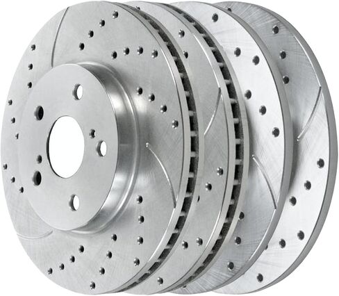 AutoShack Set of 4 Front and Rear Drilled and Slotted Brake Rotors Silver Replacement for 2004 2005 2006 2007 2008 2009 2010 Toyota Sienna 3.3L 3.5L V6 AWD FWD BRKPKG40004 in Saudi Arabia