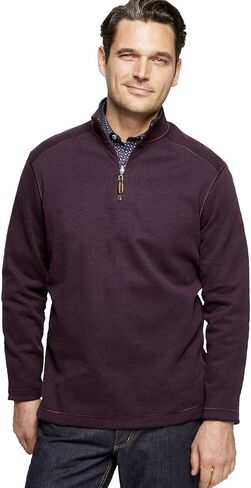 Johnston & Murphy Men's Reversible Solid Quarter-Zip Burgundy/Charcoal XXL US in Saudi Arabia