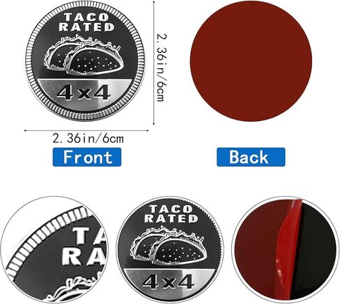 شارة تاكو مصنفة بالسيارة ، 4 × 4 شارة السيارات المعدنية 3D المعدنية Taco Car Emblems Round Emblem Scals Car Car Dicals ملصقات متوافقة مع Jeep Wrangler Orucles Trucles SUV Emblems (ZS060) in Saudi Arabia
