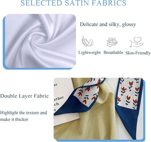 5 Packs Skinny Silk Scarf Women Girls Fresh Flower Geometric Pattern Satin Narrow Neckerchief Headdress Ribbon Scarf in Kuwait