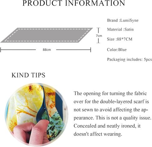 5 Packs Skinny Silk Scarf Women Girls Fresh Flower Geometric Pattern Satin Narrow Neckerchief Headdress Ribbon Scarf in Kuwait