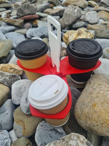 حامل أكواب/علبة قابلة للطي [صُنعت في المملكة المتحدة] [عبوة من قطعتين] حامل مشروبات البيرة والقهوة والمشروبات الغازية، حجم جيب قوي قابل لإعادة الاستخدام، حفلات رياضية للمهرجانات، سهلة الاستخدام - المشروبات الساخنة، 2,3,4 أكواب in Kuwait