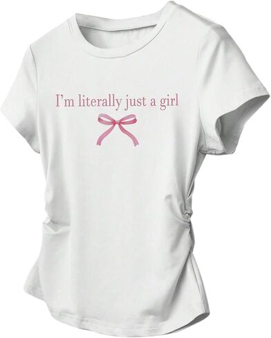 SweatyRocks Girl's Letter Graphic Tee Shirts Crew Neck Short Sleeve Vacation Summer Tops in Kuwait