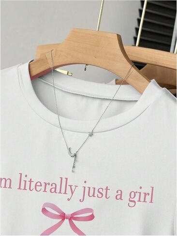 SweatyRocks Girl's Letter Graphic Tee Shirts Crew Neck Short Sleeve Vacation Summer Tops in Kuwait