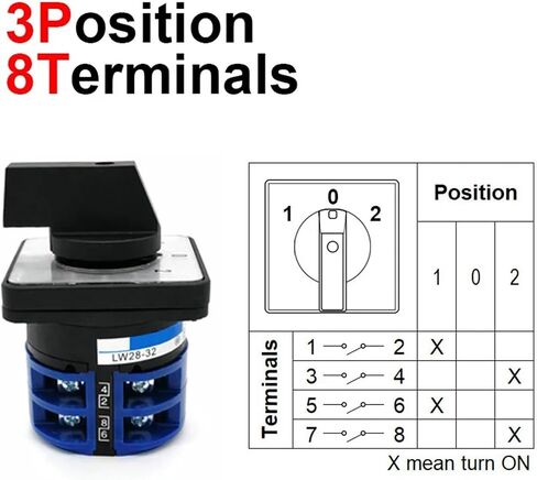 Electric 2/3/4 Position 8 Terminals Rotary Cam Changeover Switch 500V 32A LW28-32 Knob(012) in Saudi Arabia