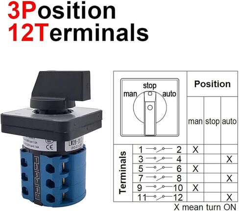 Electric 3/4 Position 12 Mitternals Rotary Cam Shownover Switch 500V 20A LW28-20 (2P 12T OFF ON) in Saudi Arabia