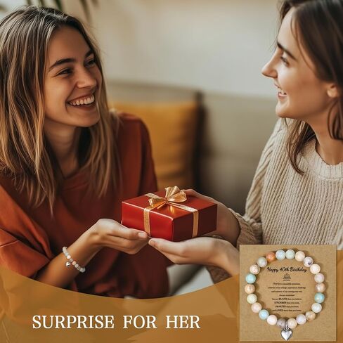 40th 50th 60th 70th Natural Stone Bracelet w/Inspirational Card - Happy Birthday Higds for Women - Commun in Kuwait