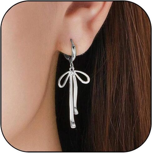 Gold Bow Earrings for Women Gold Bow Ribbon Hoop Earrings Drop Dangle Bow Tie Huggie Earrings Long Bow Ribbon Tassel Earrings Trendy Earrings for Women 2024 in Saudi Arabia