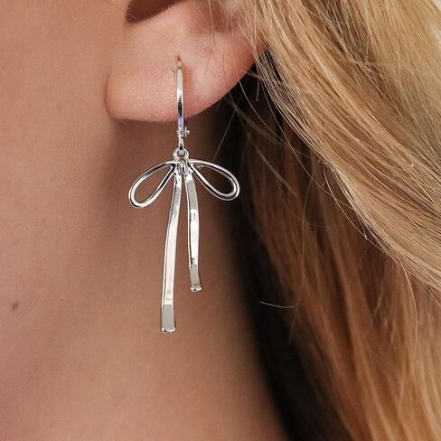 Gold Bow Earrings for Women Gold Bow Ribbon Hoop Earrings Drop Dangle Bow Tie Huggie Earrings Long Bow Ribbon Tassel Earrings Trendy Earrings for Women 2024 in Saudi Arabia