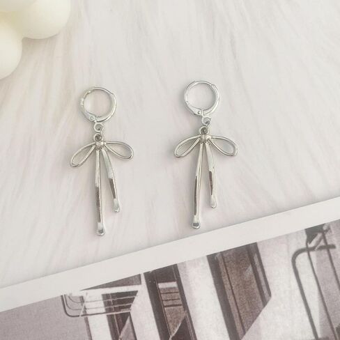 Gold Bow Earrings for Women Gold Bow Ribbon Hoop Earrings Drop Dangle Bow Tie Huggie Earrings Long Bow Ribbon Tassel Earrings Trendy Earrings for Women 2024 in Saudi Arabia