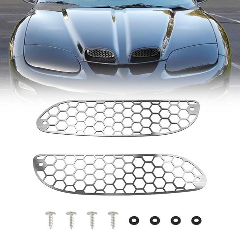 شاشات غطاء محرك السيارة Autovic Ram Air لـ Pontiac Trans Am WS6 1998-2002 - فتحات شبكية من الفولاذ المقاوم للصدأ (زوج واحد) in Saudi Arabia