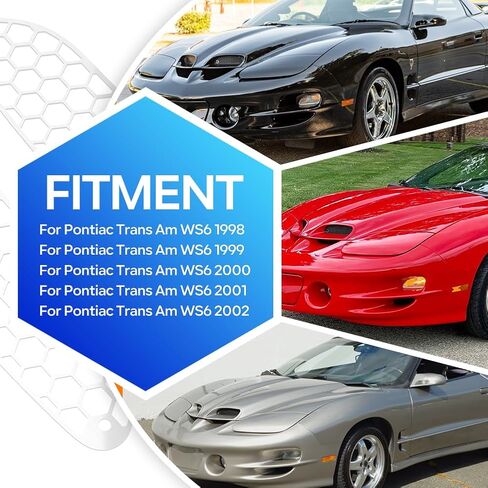 شاشات غطاء محرك السيارة Autovic Ram Air لـ Pontiac Trans Am WS6 1998-2002 - فتحات شبكية من الفولاذ المقاوم للصدأ (زوج واحد) in Saudi Arabia
