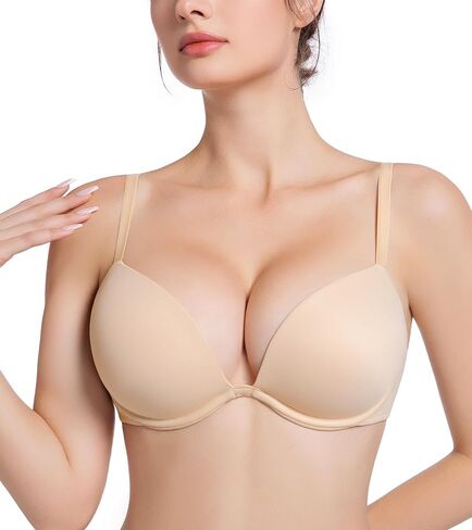HACI Women's Push Up Bra Grownge D Deep V سميكة مبطنة بالأسلاك متعددة الأسلاك سلسة إضافة 2 كوب in Saudi Arabia