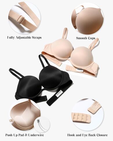 HACI Women's Push Up Bra Grownge D Deep V سميكة مبطنة بالأسلاك متعددة الأسلاك سلسة إضافة 2 كوب in Saudi Arabia