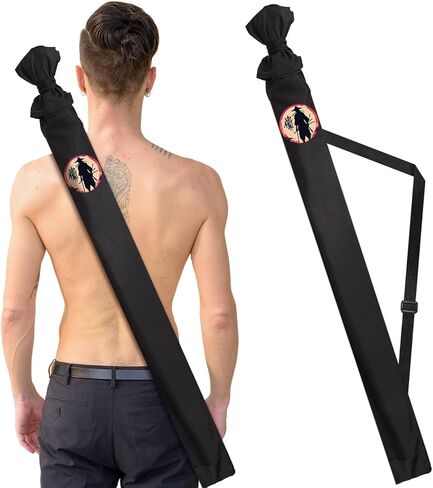 Patelai Sword Bag with Strap Sword Black Lightsaber Carrying Bag with Sword Pattern Printing Ninja Sword Sheath Katana Bokken Samurai Sword Carrying Case for Samurai Cosplay Costume Halloween Party in Saudi Arabia