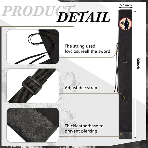 Patelai Sword Bag with Strap Sword Black Lightsaber Carrying Bag with Sword Pattern Printing Ninja Sword Sheath Katana Bokken Samurai Sword Carrying Case for Samurai Cosplay Costume Halloween Party in Saudi Arabia