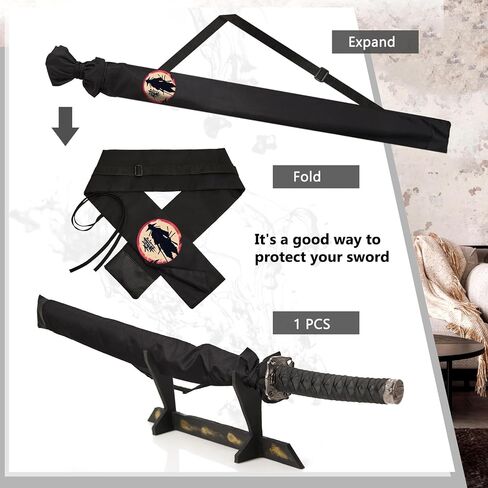 Patelai Sword Bag with Strap Sword Black Lightsaber Carrying Bag with Sword Pattern Printing Ninja Sword Sheath Katana Bokken Samurai Sword Carrying Case for Samurai Cosplay Costume Halloween Party in Saudi Arabia