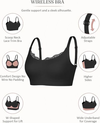 FeelinGirl Bras for Women No Underwire Lace Bralettes Wireless Full Coverage Seamless Bra Comfortable Everyday Bras No Padded in Saudi Arabia