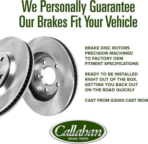 مجموعة فرامل مكابح Callahan Brake Parts لـ Hyundai Elantra 2021-2023 [موديل محدد] دوارات الفرامل البديلة مع وسادات الفرامل السيراميك in Saudi Arabia